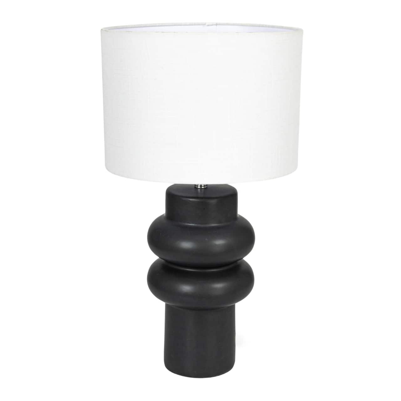 Hello Honey® 20" Black Stoneware Table Lamp with Linen Shade